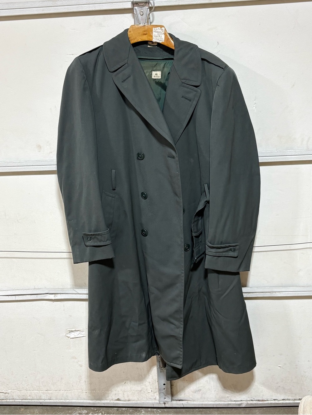 Men's Classic Double-Breasted Trench Coat - Dark Green
